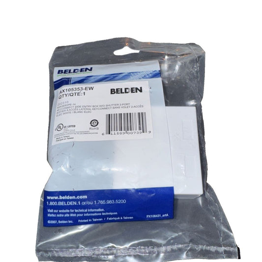 Belden AX105353-EW KeyConnect Side-Entry Box without Shutter Door 2-Port, White – beln - bl - 1 - 1 - 1 / 8 - 1 / 8 - 1