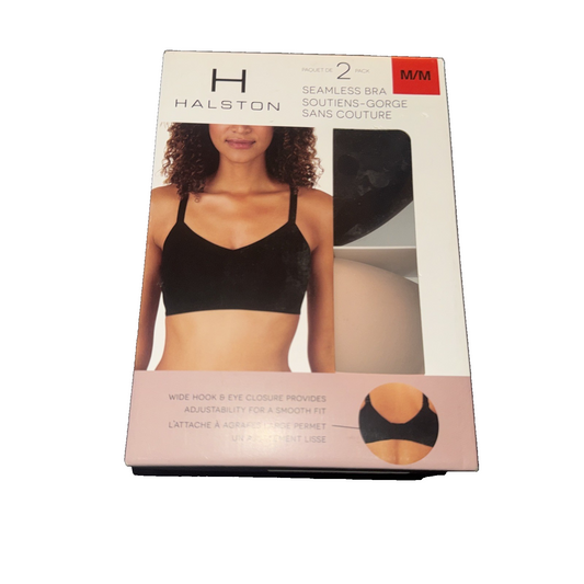 Halston 2 Pack Seamless Bra Colors: Beige and Black - Size Medium