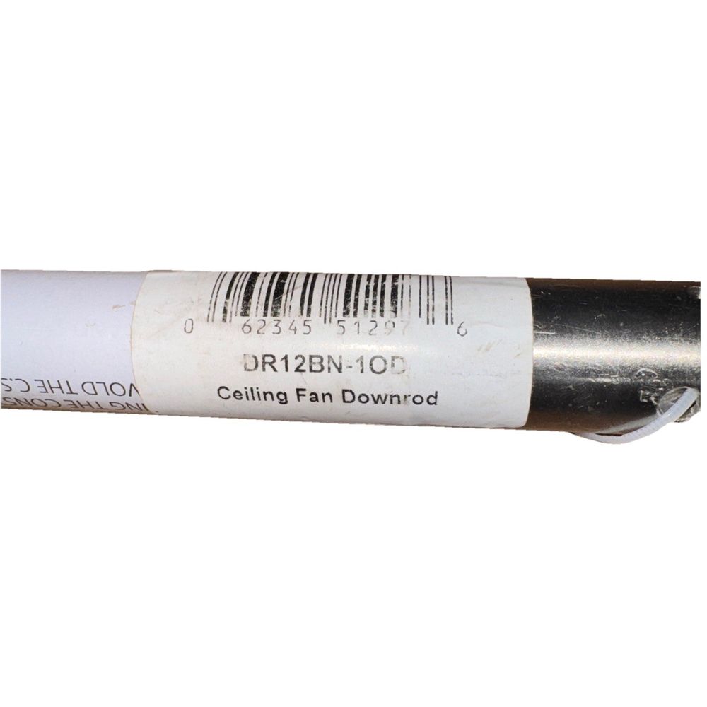 Canarm DR12BN-1OD 12" Brushed Nickel Downrod for AC fans – a white tube with a barcode on it