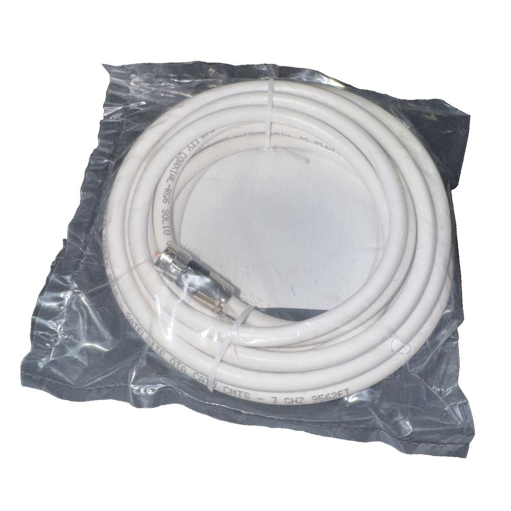 The Cimple CO 12" Feet White Solid Copper Centor Conductor RG6 Coax Cable – a white hose with a plastic bag