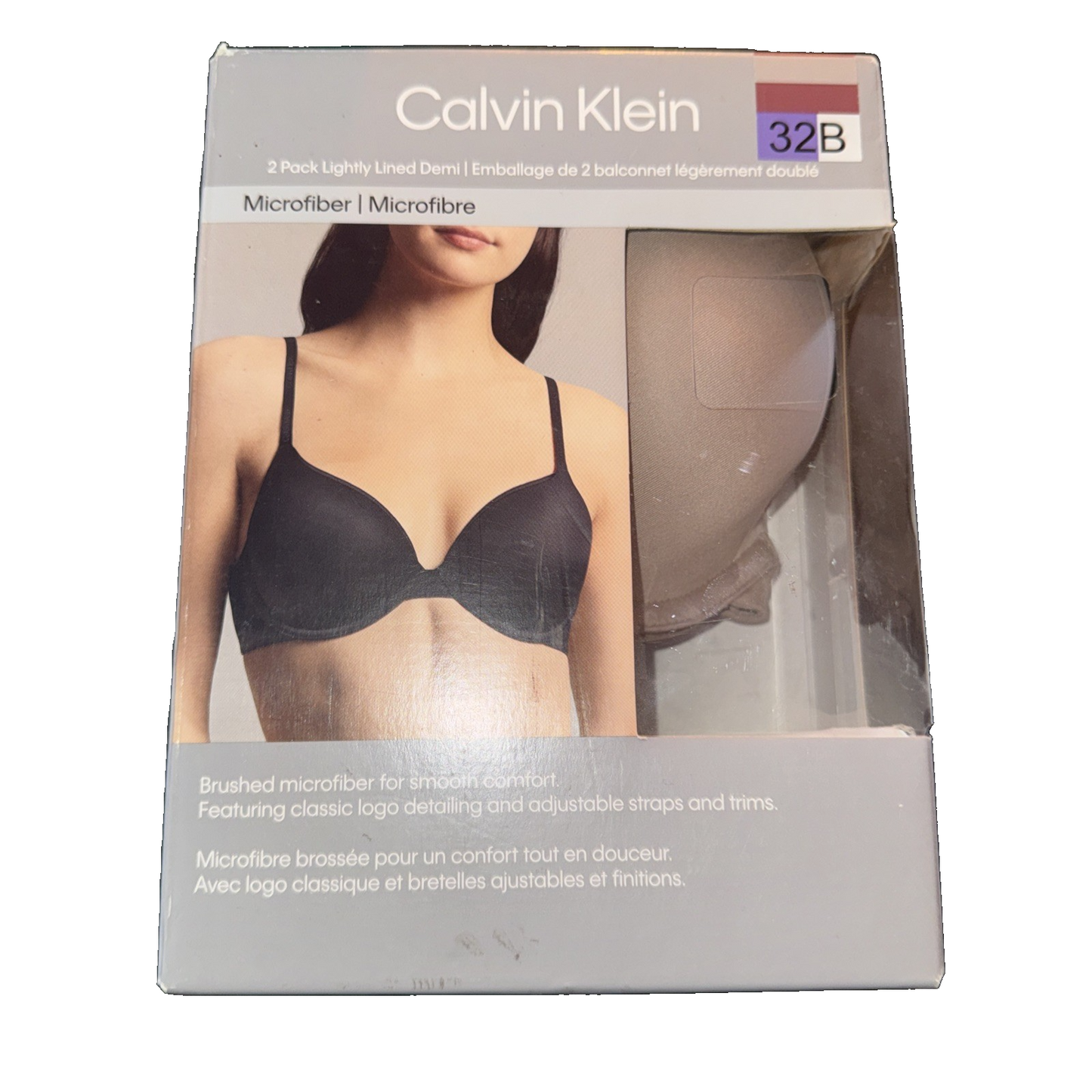 Calvin Klein 2-Pack Lightly Lined Demi Bra Brown and Beige Size 32B