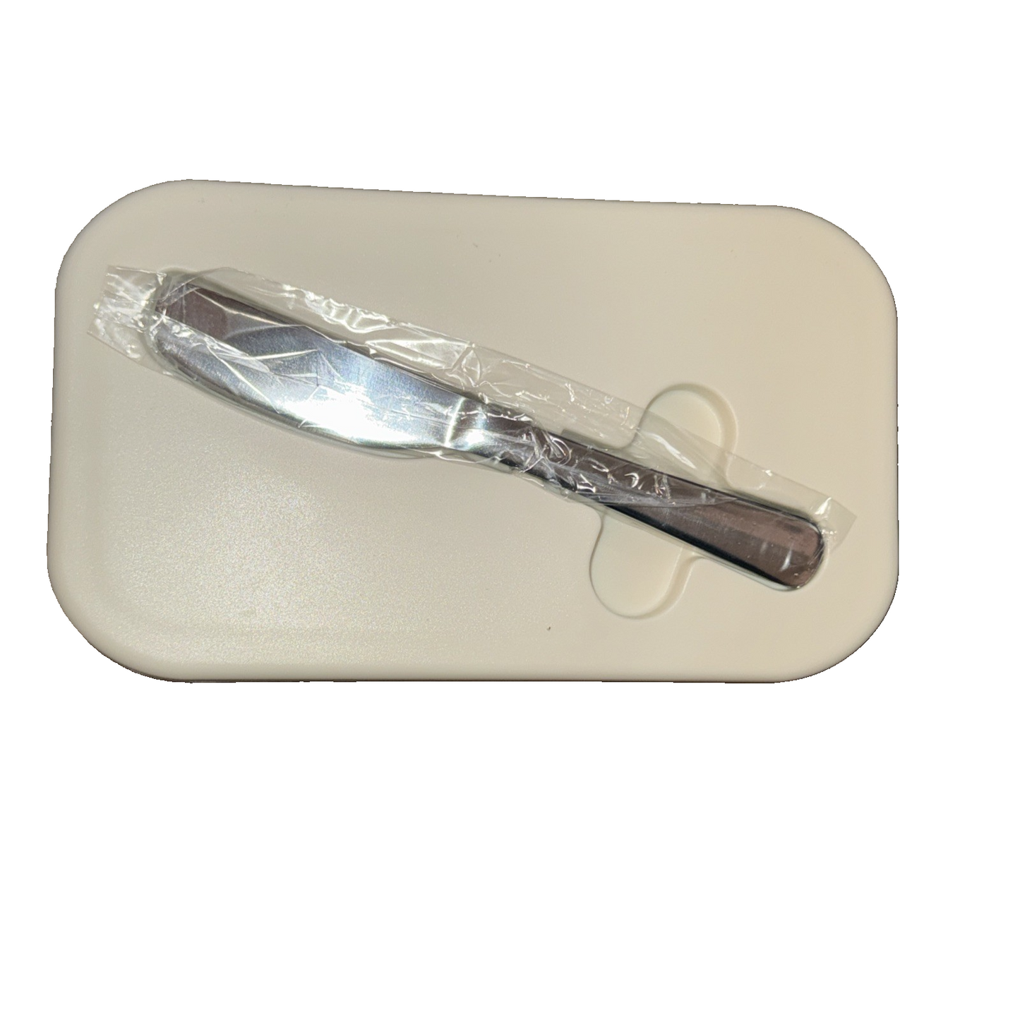 White Butter Dish With Built in Spreading Knife
