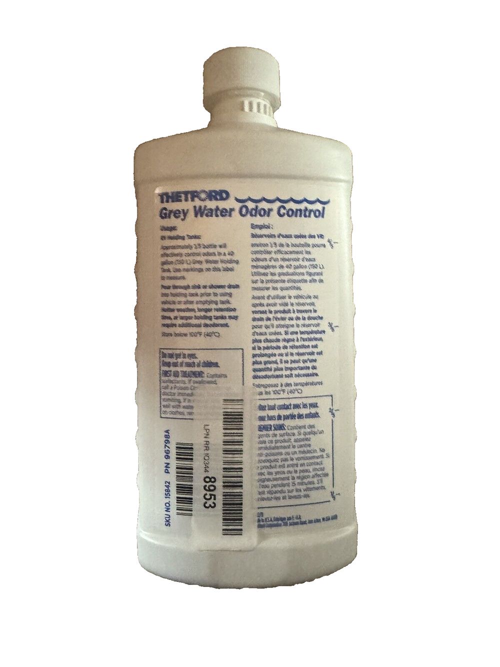 Thetford 15842 Grey Water Odor Control, 24 oz. – a bottle of water on a white background