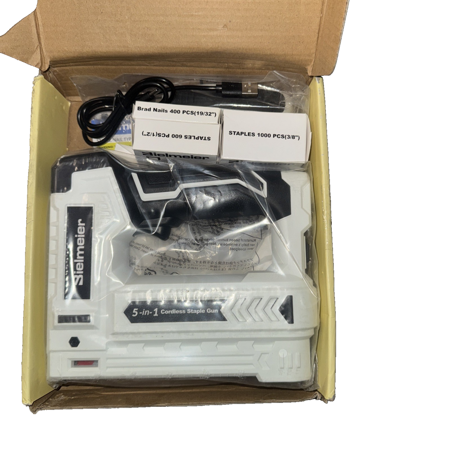 Bielmeier Electric Staple Gun 5 in 1 Band Nailer, 4V Rechargeable BCSG-45