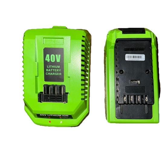29472 40V max Battery + Chager (No Cord), Unbranded – the green battery charger is shown with the battery