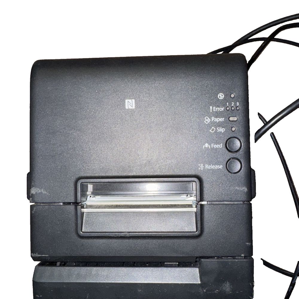 Epson TM-H6000V Thermal Receipt Printer Multifunction M253B – No Power Adapter, DaveyDooDeals – a black printer with a white background