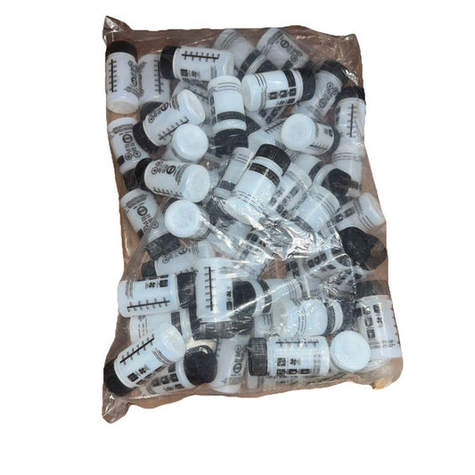 50 Pack Pro-Tek BT-2 Touch Up Paint Small Plastic Bottle 50 ML – a bag of white and black plastic buttons