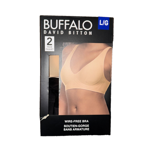Buffalo David Bitton Wire Free Bra 2 Pack Colors Beige And Black Size large