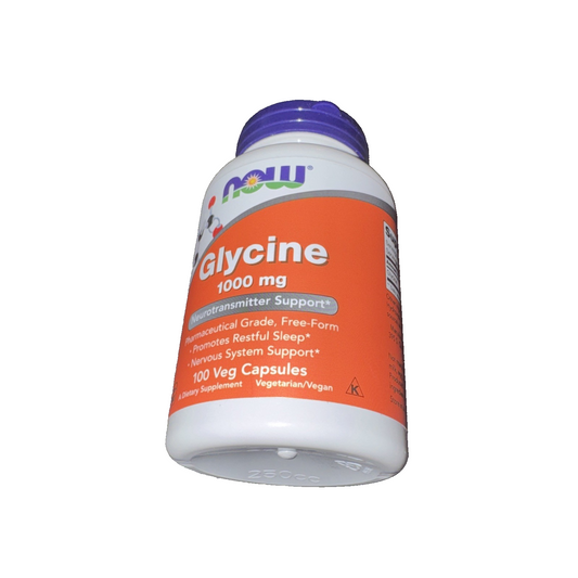 NOW Foods Supplements, Glycine 1,000 mg Free-Form, Neurotransmitter 100 Capsules