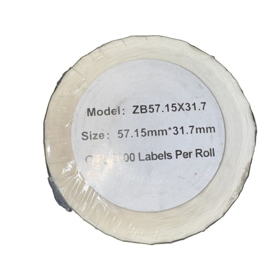 57.15MM x 37.7 MM Thermal Label 1000 Labels per roll, Unbranded – a roll of white tape with a white background