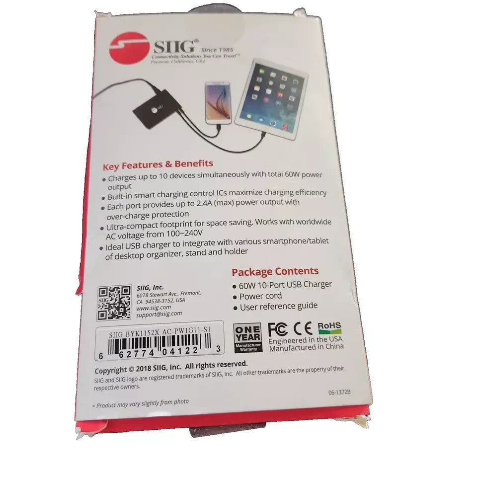 SIIG 60W 10-Port USB Wall Charger - Multi-Port Charging Station - Portable Fast – the box of the new ipad
