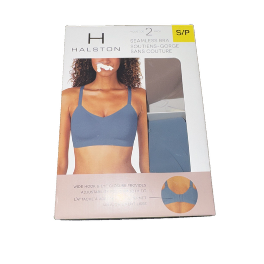 Halston 2 Pack Seamless Bra Colors Light Blue And Beige Size Small