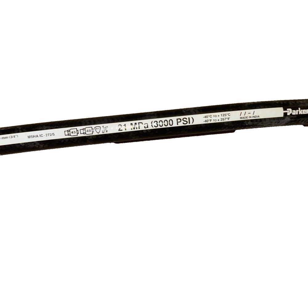AT430865: Ride Control Valve Hydraulic Hose Parker – a black and white cable with a white background