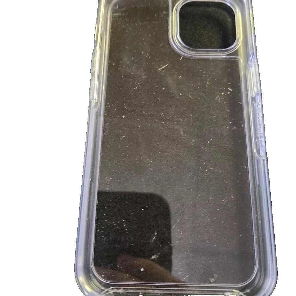 OtterBox iPhone 13 Symmetry Series Case - Clear, Ultra-Sleek, Wireless Charging – the back of a clear case with a black substance