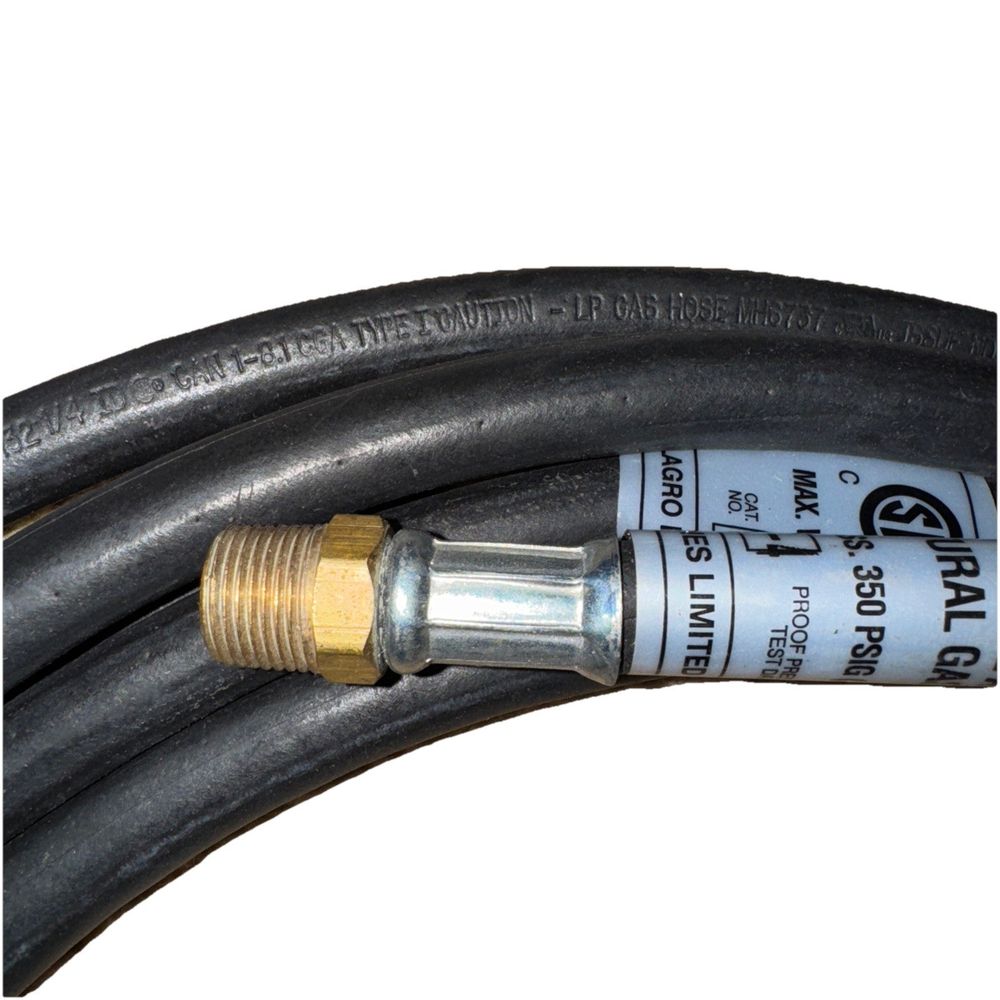 BBQ Hose 20Ft Natural Gas, Unbranded – a black hose with a yellow valve