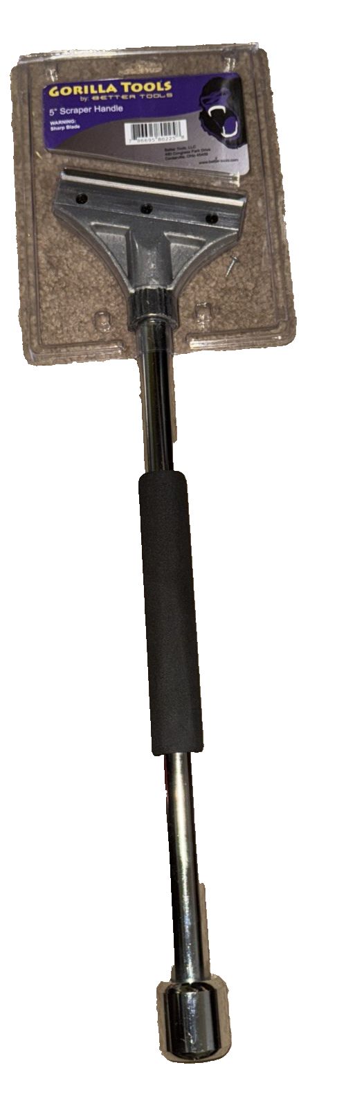 Better Tools 80225 22" Floor Scraper w/ 5" Blade – a black and silver cleaning brush with a black handle