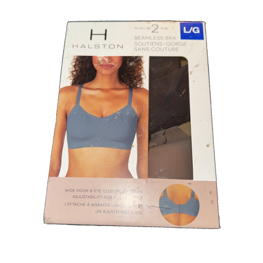 Halston 2 Pack Seamless Bra Colors Black And Beige Size Large