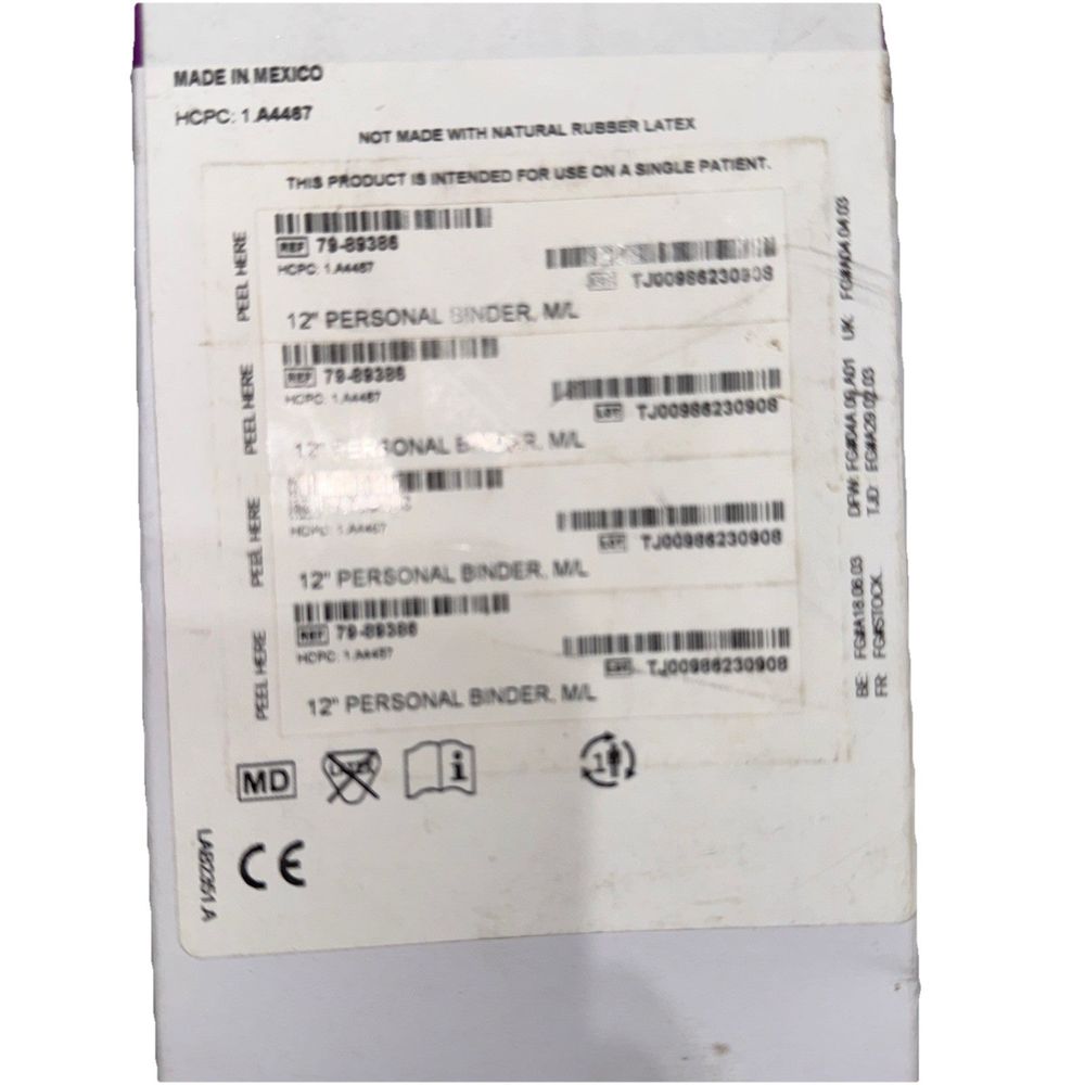 PROCARE Abdominal Binder Medium/Large Ref 79-89386 White – a white label with a barcode on it
