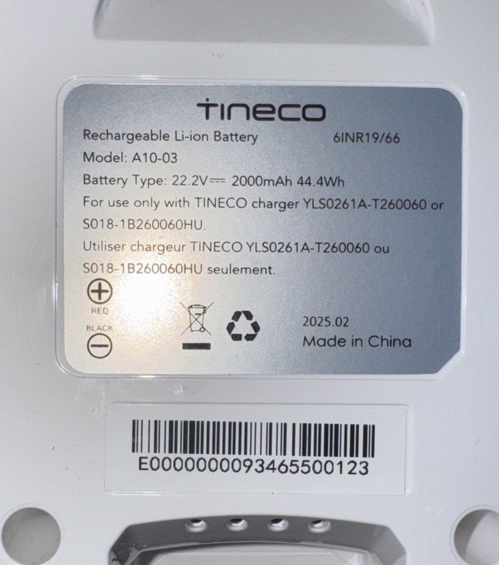 Tineco A10 Essentials Cordless Stick Vacuum Cleaner (Vacuum Only, No additions) – a white and black label on a white wall