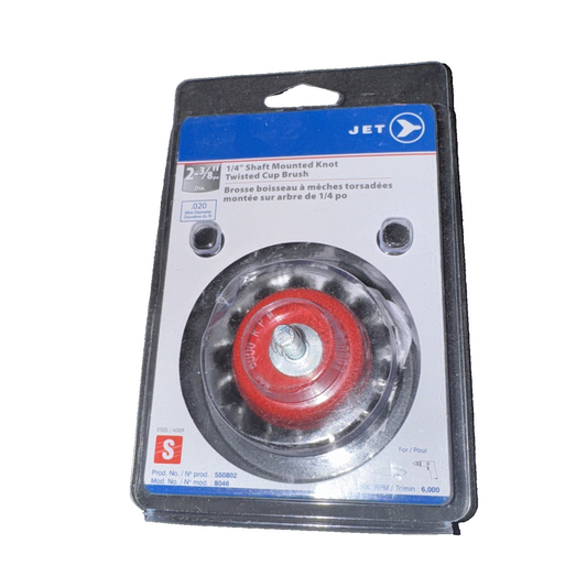 JET 550802-2-3/8 X 1/4' Shaft Mounted Knot Twisted Cup Brush