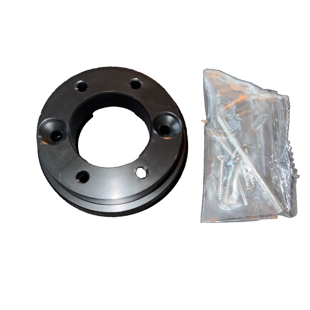 Steering Wheel Adapter Plate Replacement For Logitech G27, G 29, Unbranded – a black metal flo with a plastic bag