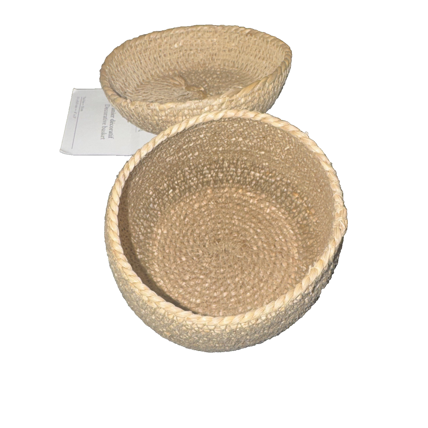 Simons Wicker Style Sea Grass Basket Desk Bowl With Lid