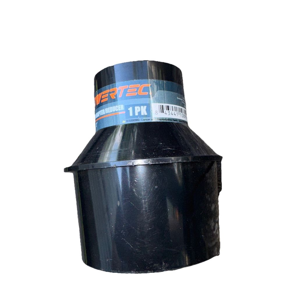 POWERTEC 70291 4” Port to 2-1/2” Hose Tapered Adapter, DaveyDooDeals – a black plastic cap with a blue stripe