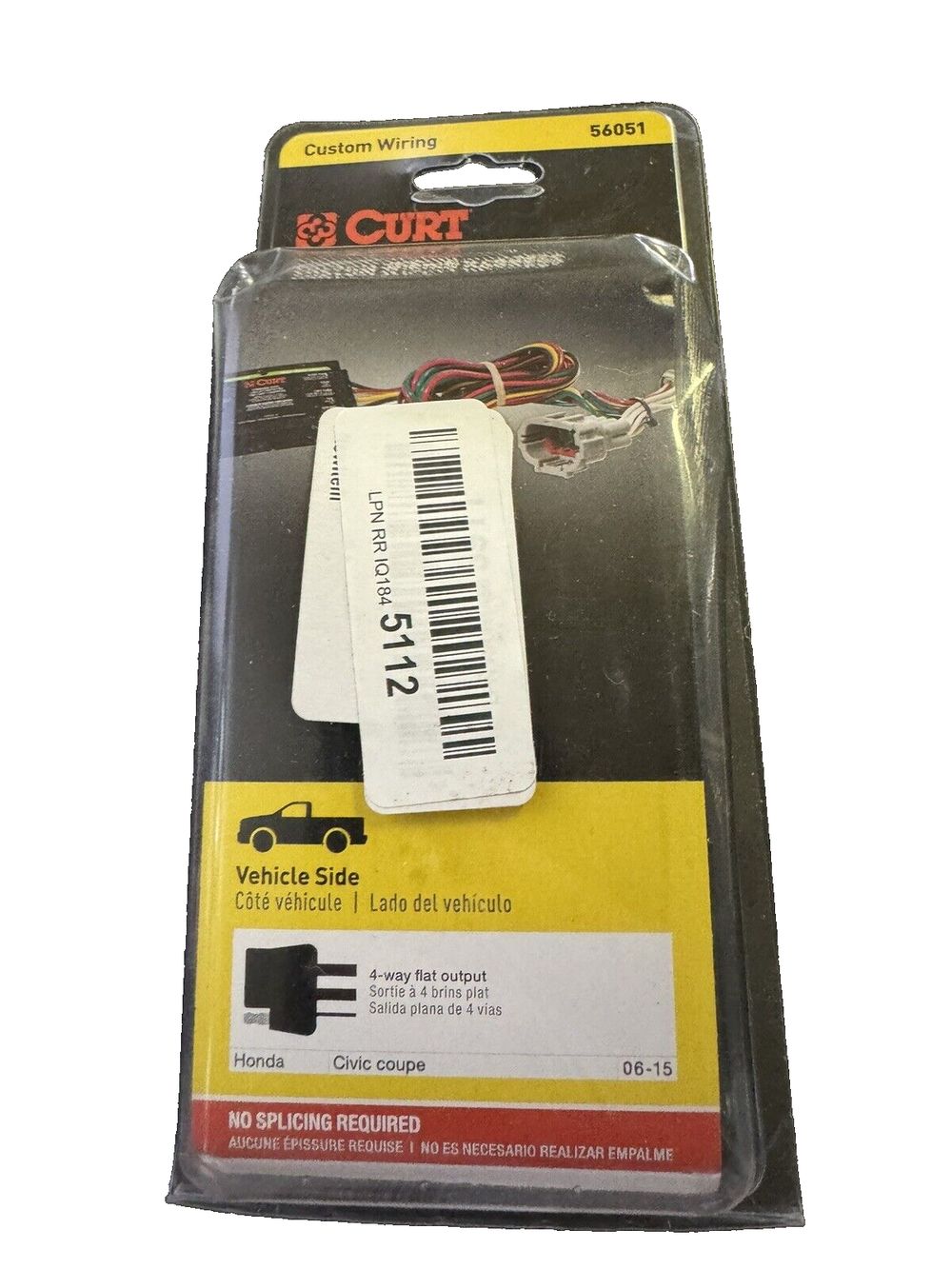Curt Manufacturing 56051 Vehicle-Side Custom 4-Pin Trailer Wiring Harness,Fits S – a white label on a black label with a white tag