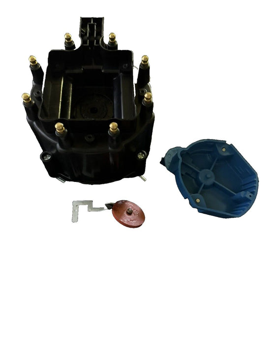 Pertronix D4000 Flame-Thrower Black HEI Distributor Cap ( Missing Parts) – a black and blue plastic water pump with a red cap