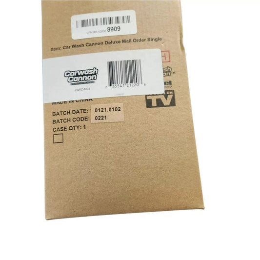 Ontel Carwash Cannon Foam Blaster - 5 Spray Settings for Car, Truck, Boat & More – a brown paper bag with a barcode label
