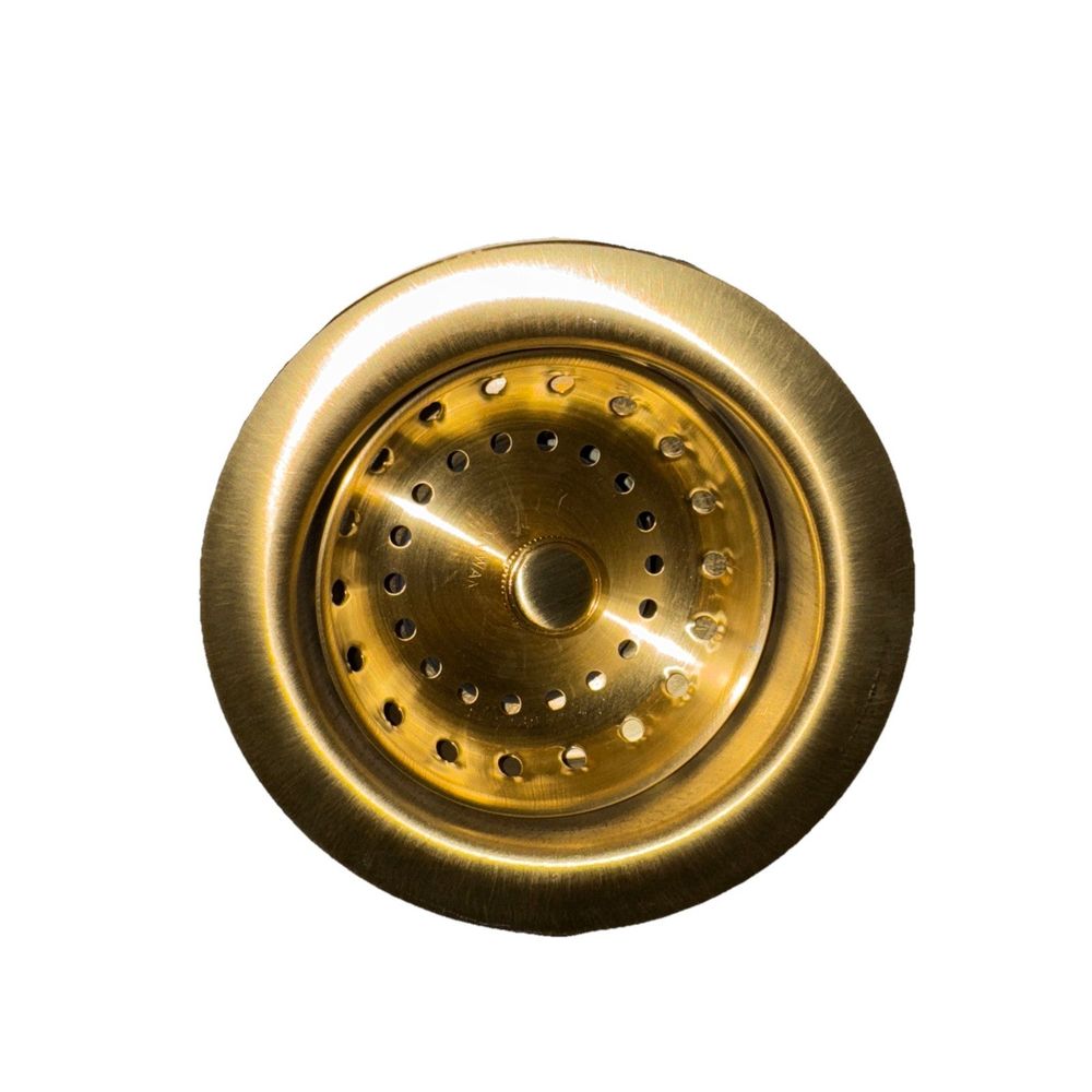 Kingston Brass K121BBB Fresno 3.5" Stainless Steel Kitchen Sink Basket Strainer – a brass plate with holes and holes