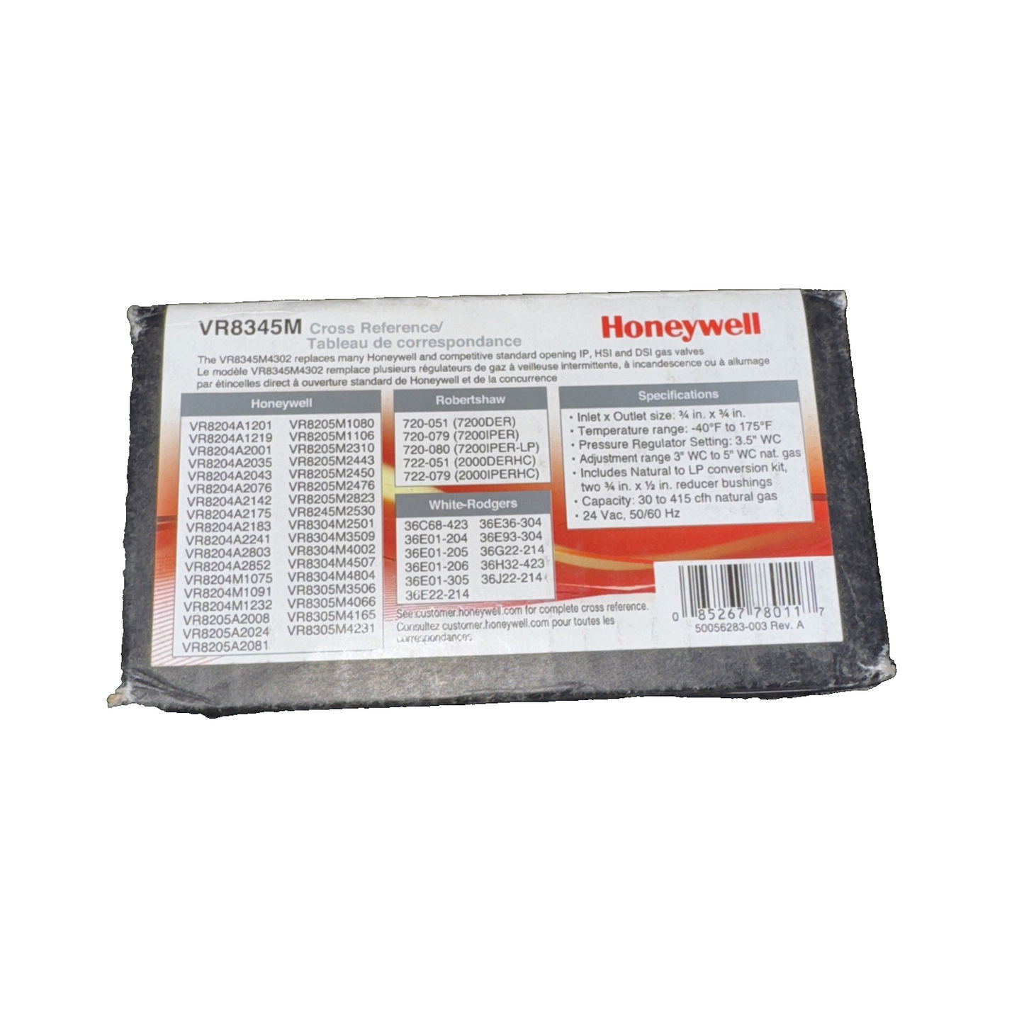 Honeywell VR8345M-4302 Gas Valve 24V Universal Standard Opening Intermittent/Dir