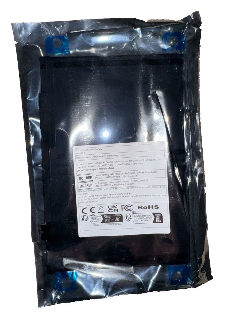 PB-D204 Ipad 6/ Ipad Air 2 7340 Flat battery, Unbranded – a bag of blue ink on a white background