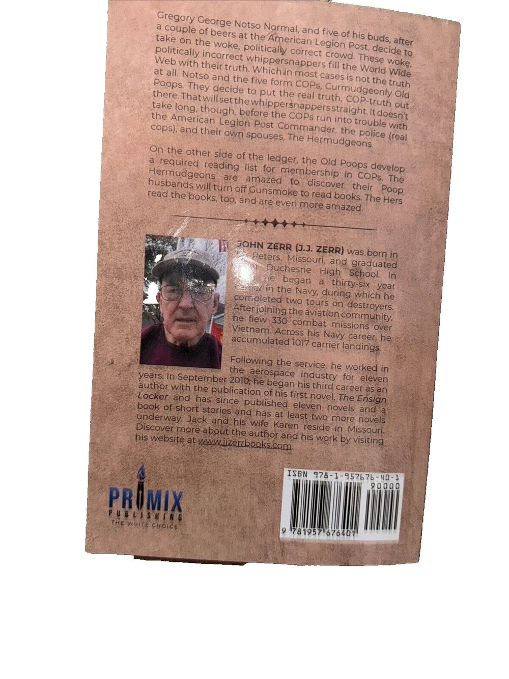 COP Corner, DaveyDooDeals – the back cover of the book, with a photo of a man in a hat