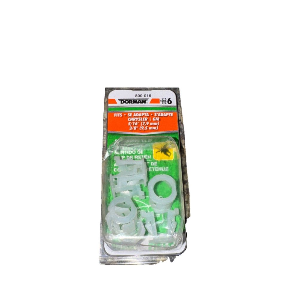 Dorman 800-016 3 Each - 5/16 In. And 3/8 In. Fuel Line Retaining Clip Assortment – a package of green plastic screws