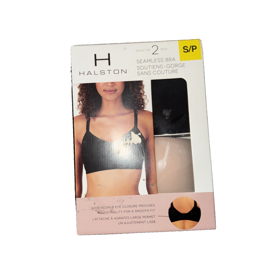 Halston 2 Pack Seamless Bra Colors Beige and Black Size Small