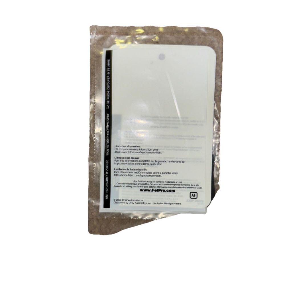 Fel-Pro 61844 Fuel Injection Throttle Body Mounting Gasket – a white plastic bag with a white label on it