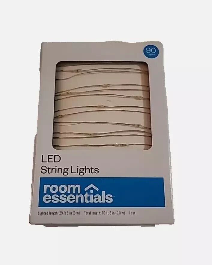 90ct Silver LED Fairy Lights - Room Essentials, Indoor/Outdoor Decorative String – a box of white string lights