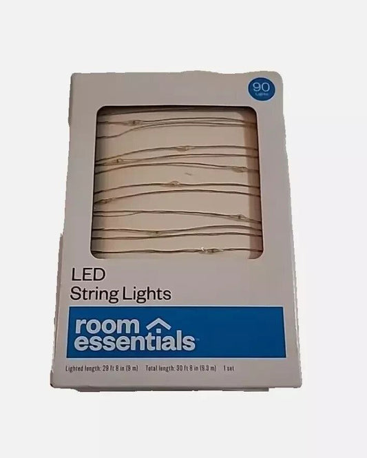 90ct Silver LED Fairy Lights - Room Essentials, Indoor/Outdoor Decorative String – a box of white string lights