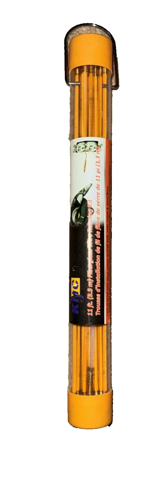 KMC 11ft Fiber Glass Wire Running Kit – a yellow tube with a black and white label