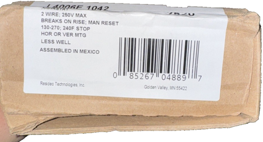 Honeywell Home Aquastat High Limit Controller L4006E 1042