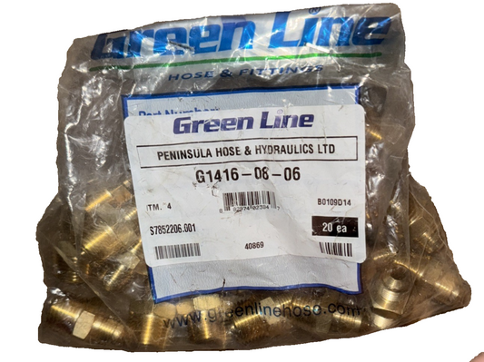 G1416-08-06 G1416-08-06 3/8" BRASS MALE SAE TO 1/2" MALE PIPE (NPT)  20 Pack