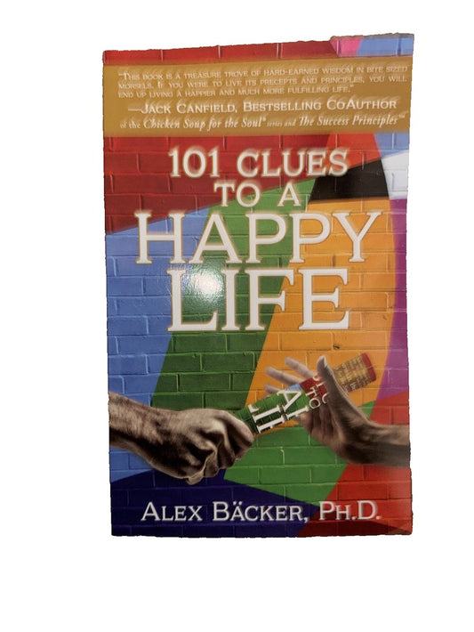101 Clues to a Happy Life, DaveyDooDeals – a book cover with a hand holding a cigarette