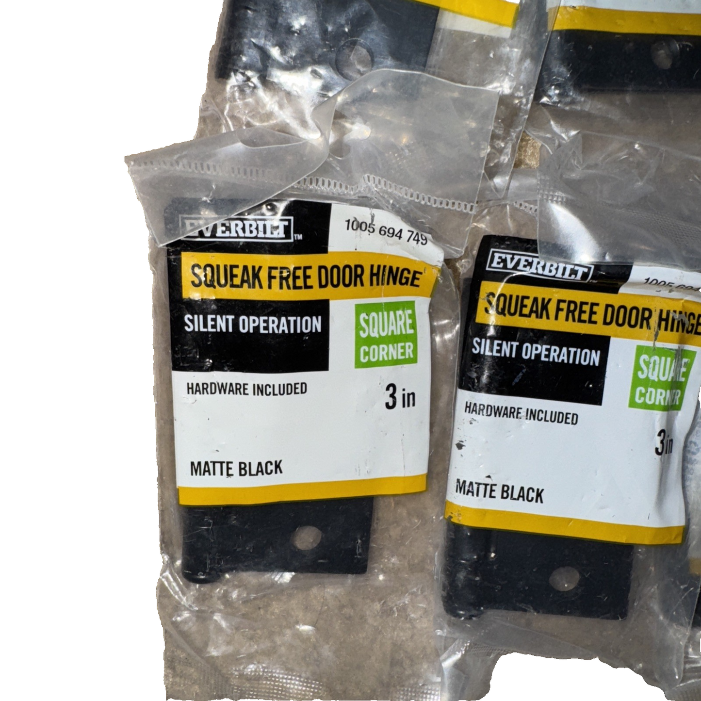 Everbilt Squeak-Free Door Hinge Square Radius Matte Black 3" 28236 13 Pack