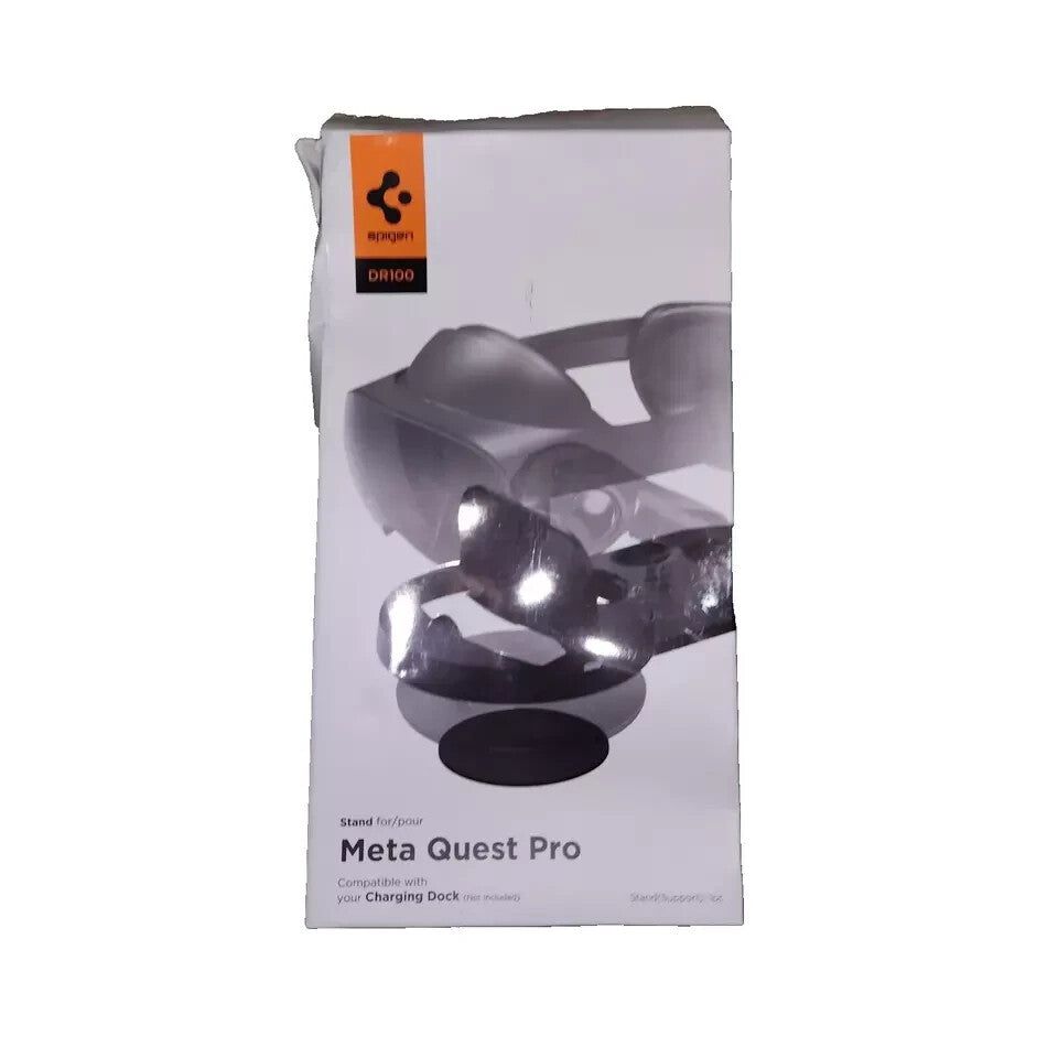 Spigen DR100 Stand Cover Compatible with Meta Quest Pro VR Charging Dock Cover – a box of black metal propellers