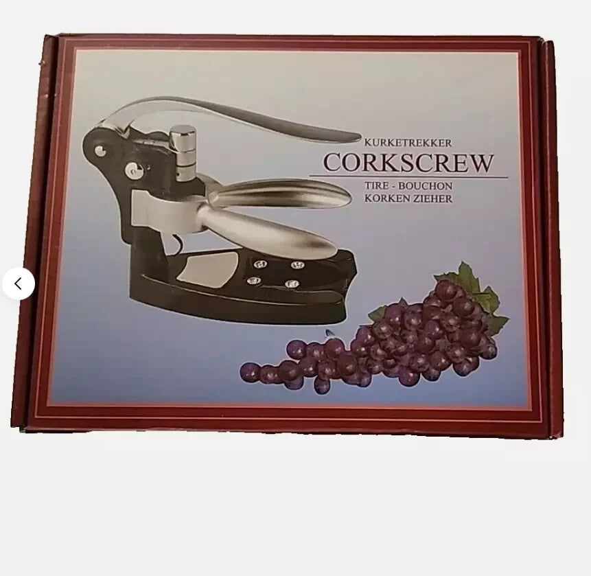 Kurketrekker Wine Bottle Opener Corkscrew Set – Complete & Stylish Wine Accessor – a picture of a wine presser with grapes