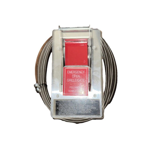 Emergency Open Gate Lever Device, Unbranded – a red and silver cable with a white background