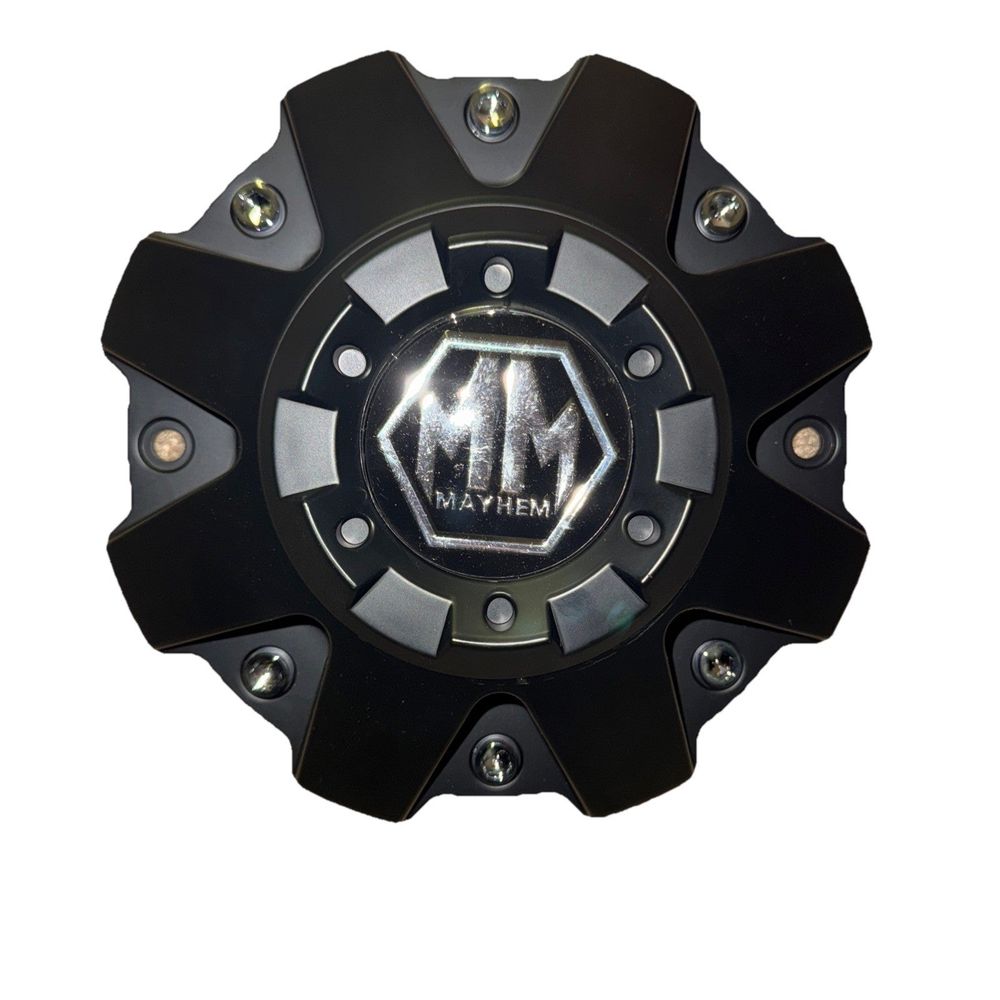 Mayhem Wheels C108010c01 C806803-2cap 806804cb7 C108010mb01 (No Hardware), DaveyDooDeals – a black wheel hub with a logo on it