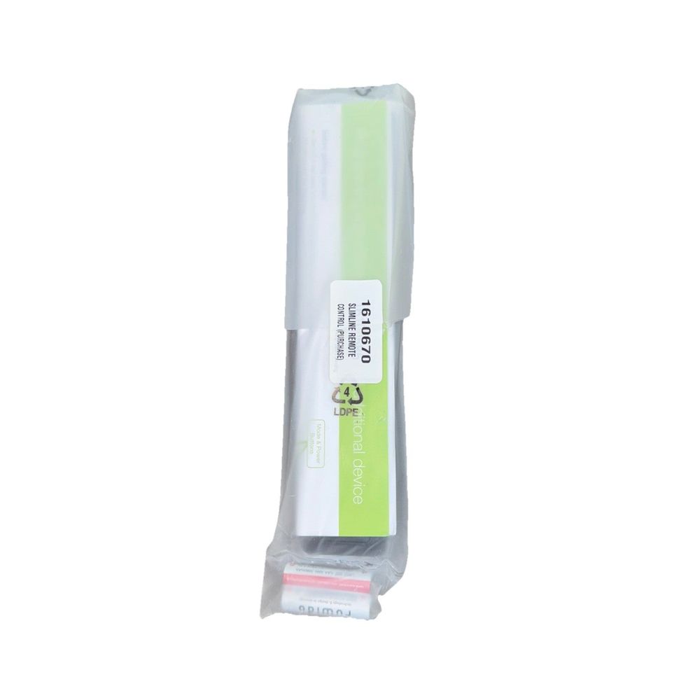 1610670 SlimLine Remote Control Telus – a white tube with a green label on it