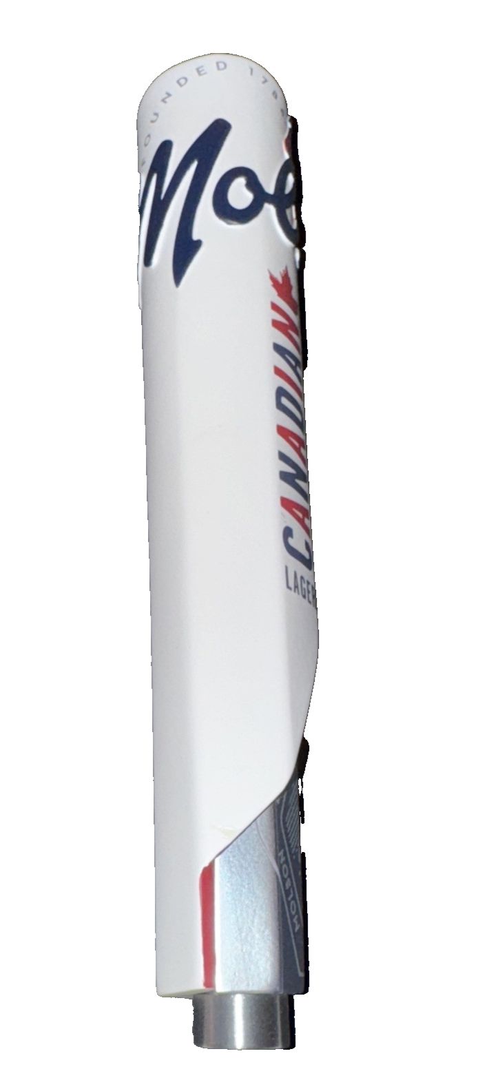 Molson Canadian 2020 Draft Handle-Tall 114059 – a white bottle with a red and blue logo